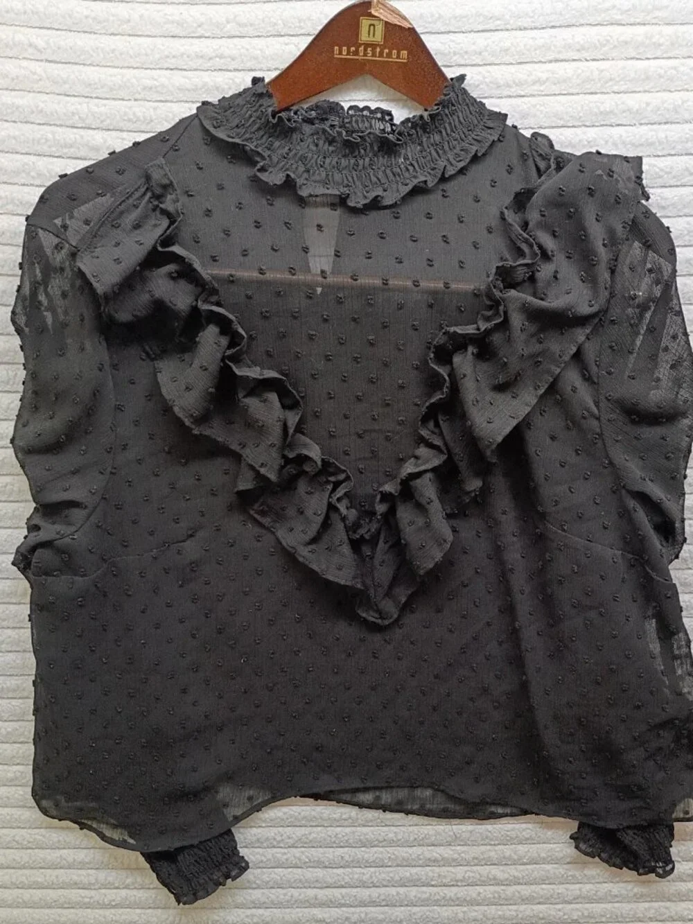 H&M Divided Womens Size L Dress Black Sheer All Over Dots Print Y2k Casual